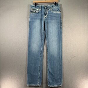 True Religion Ricky Super QT Flap Jeans Women 31 Blue Lightwash Denim Streetwear